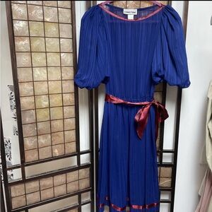 Connect Time Royal Blue Midi Dress with Burgundy Accents
